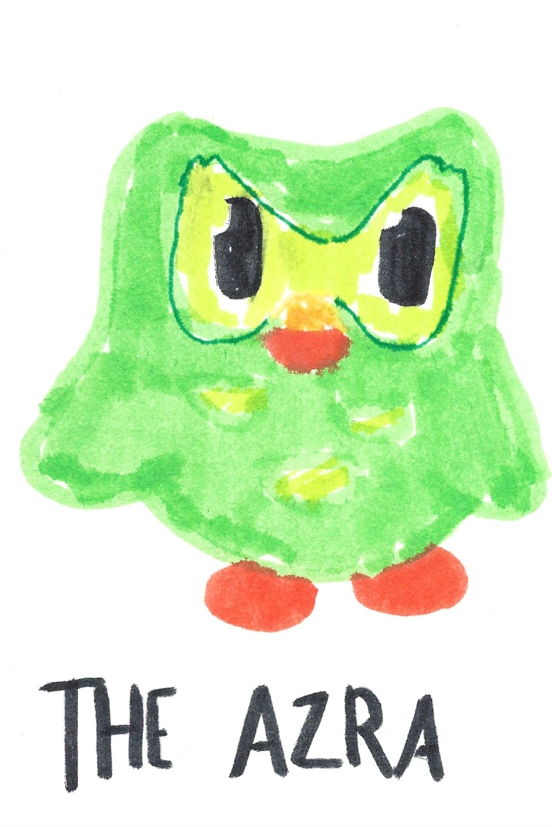 The azra - A green duolingo style owl