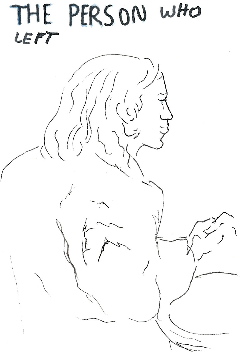 The person who left - side profile of a person with long hair