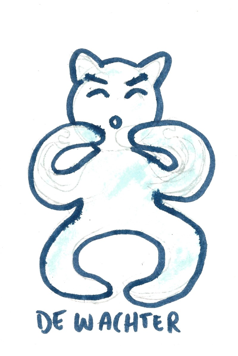 De wachter - A cat with bent arms and legs