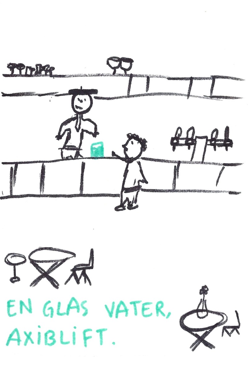Een glas vater axiblift - someone ordering a glass of water at a bar