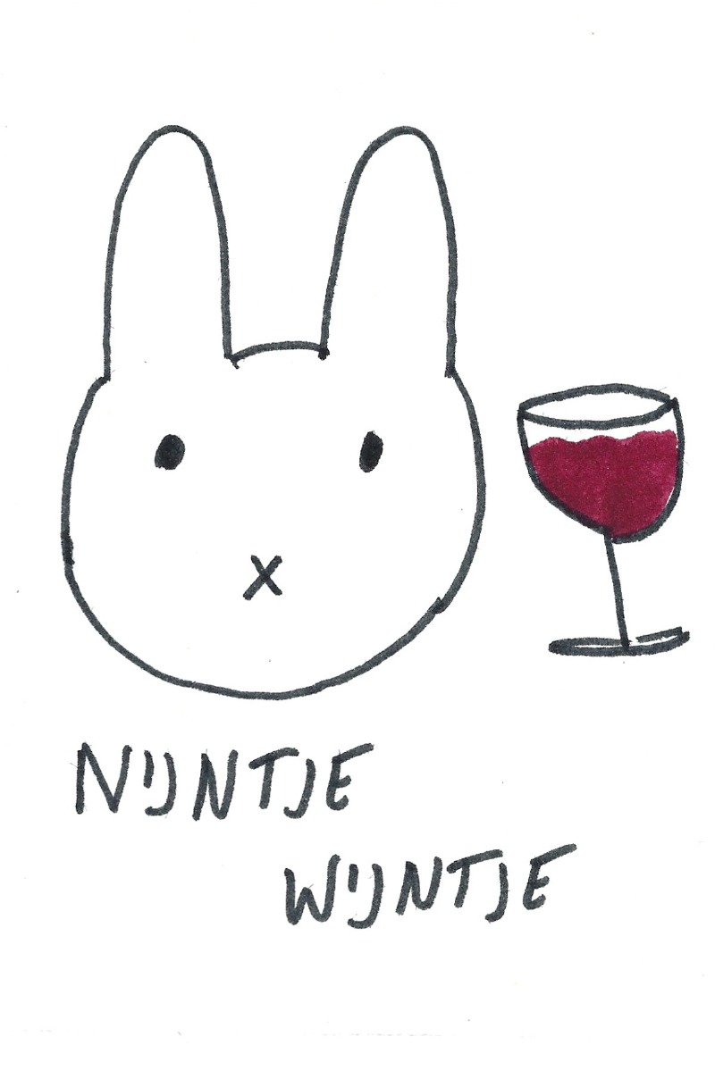 Nijntje wijntje - Miffy next to a glass of wine