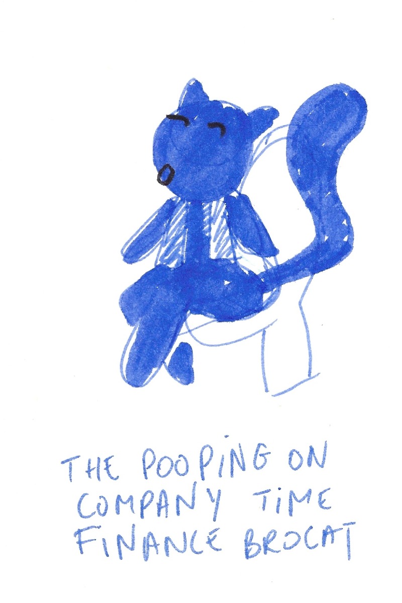 The pooping on company time finance brocat - a cat on a toilet